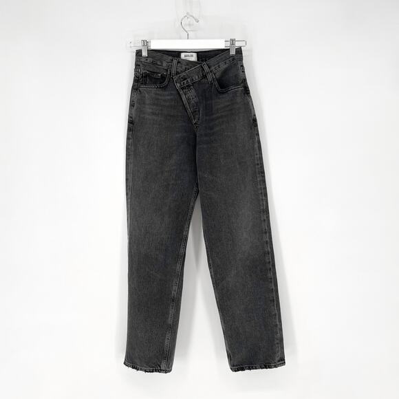 AGOLDE Criss Cross Straight Jeans Synchronize Black Gray Size 24 - Picture 2 of 6